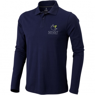 Logo trade corporate gifts picture of: Oakville long sleeve polo navy