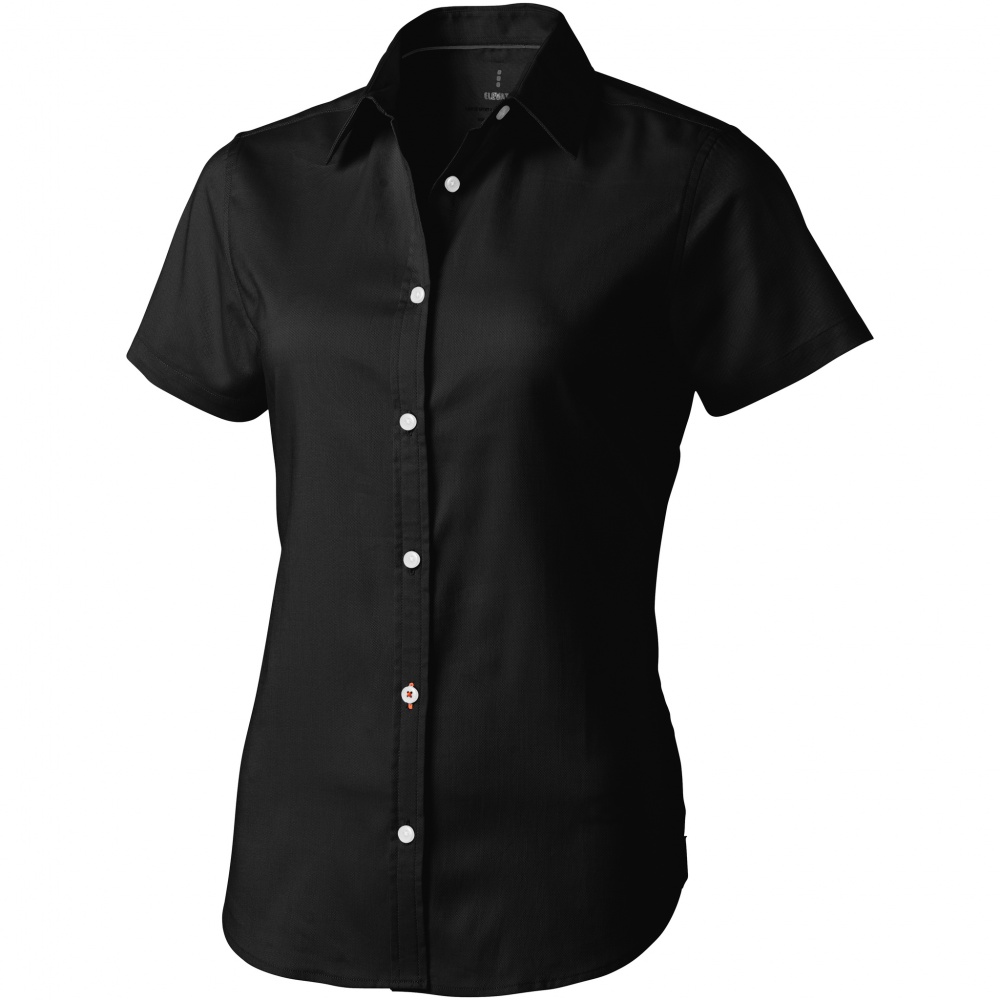 Logo trade promotional products image of: Manitoba short sleeve ladies shirt, black