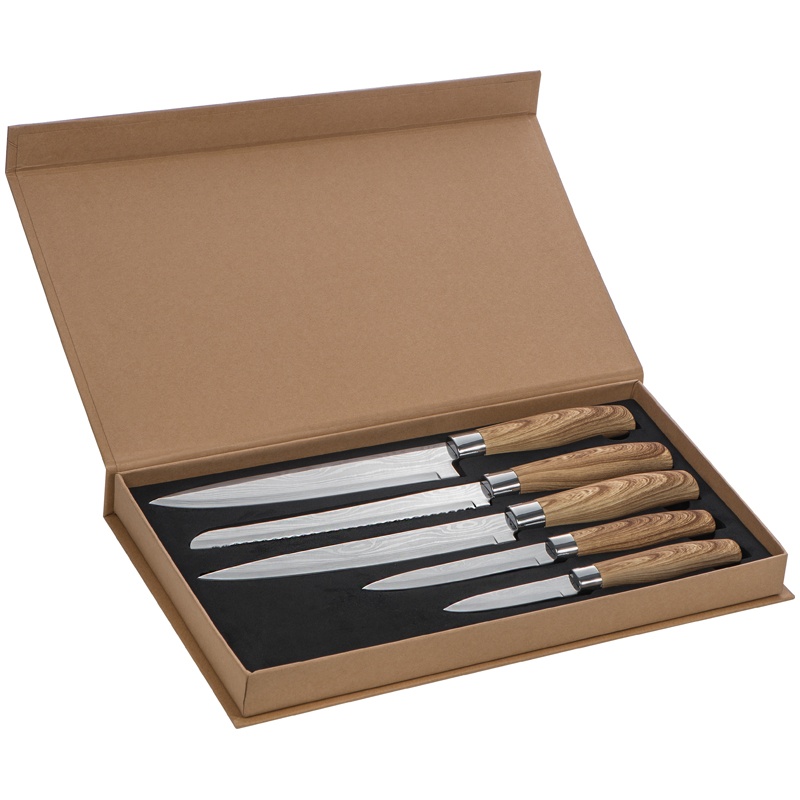 Logo trade promotional products image of: Set of 5 knives, brown