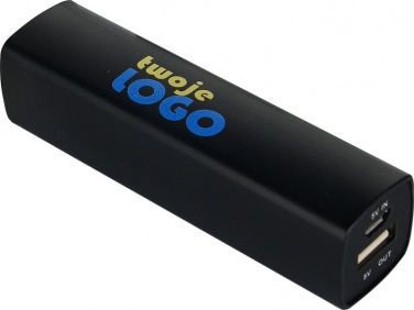 Logo trade business gifts image of: Powerbank 2200 mAh with USB port in a box, Black