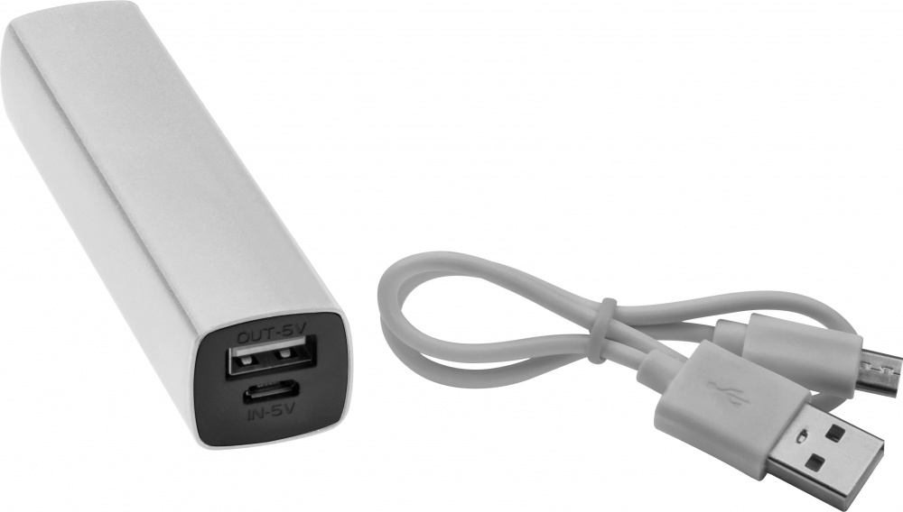 Logo trade promotional merchandise photo of: Powerbank 2200 mAh with USB port in a box, White