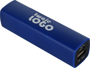 Logo trade promotional products image of: Powerbank 2200 mAh with USB port in a box, Blue