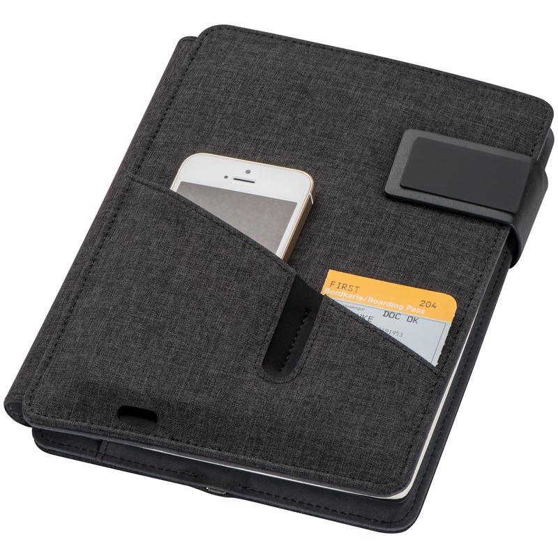 Logo trade business gift photo of: Notebook with powerbank, Black