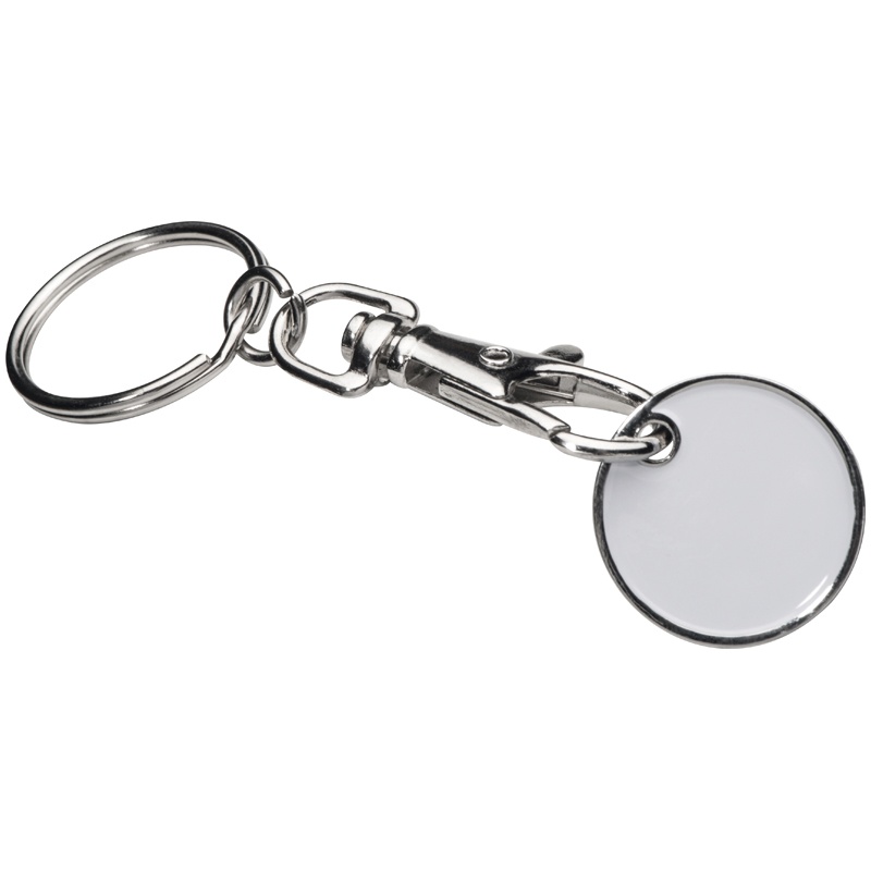 Logotrade promotional giveaway picture of: Keyring with shopping coin, white