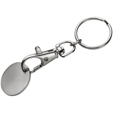 Logo trade promotional gifts picture of: Keyring with shopping coin, white