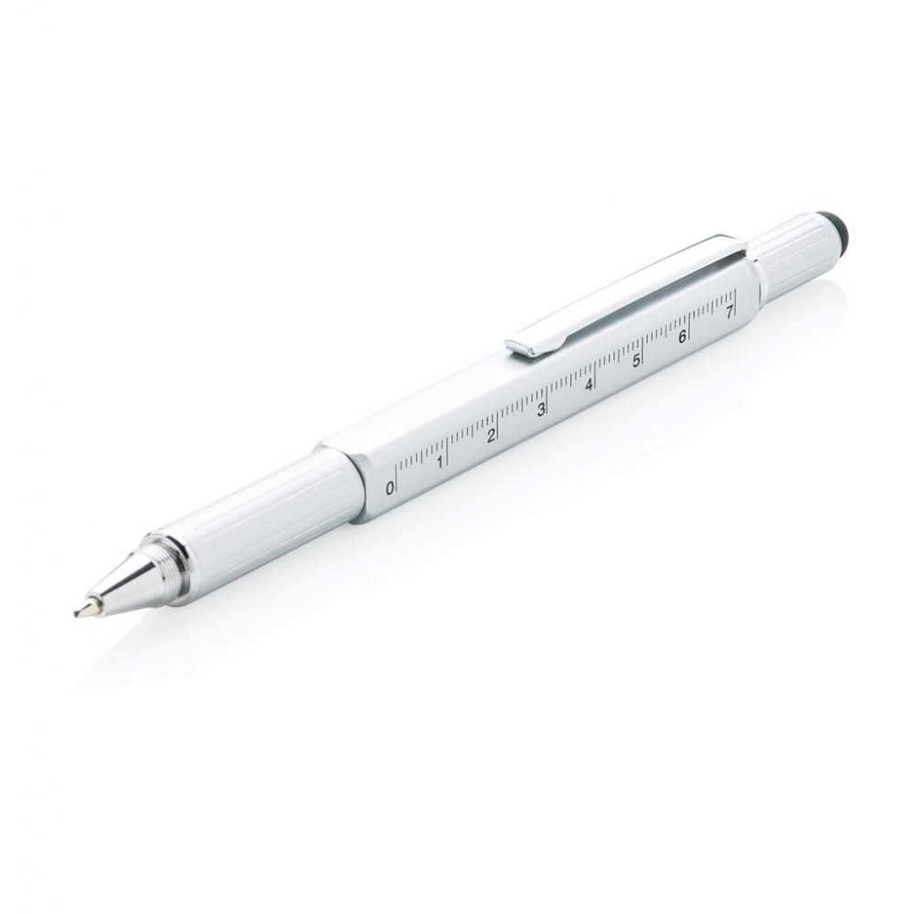 Logo trade promotional items picture of: 5-in-1 toolpen, silver