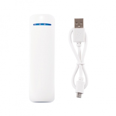 Logo trade promotional merchandise picture of: 2.600 mAh powerbank, white