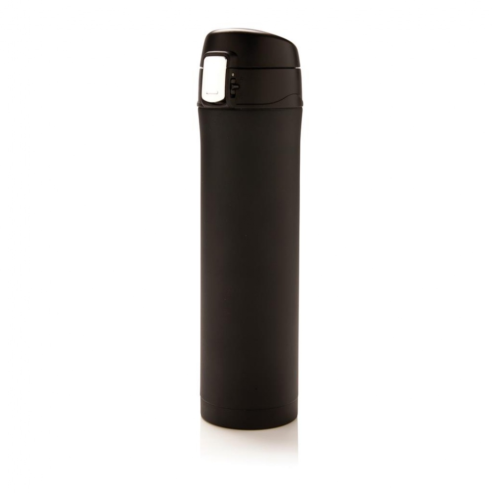 Logo trade business gifts image of: Easy lock vacuum flask, black/black