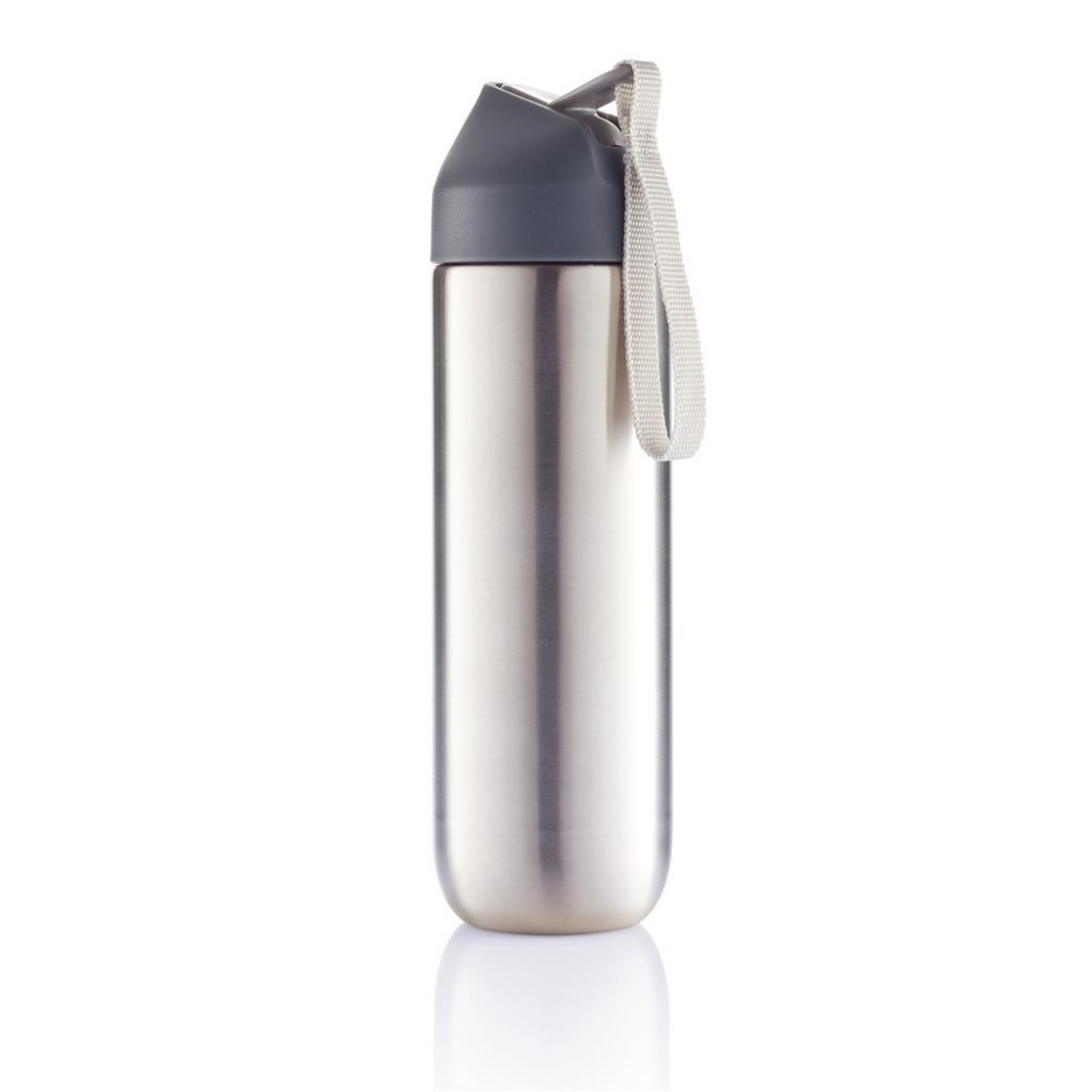 Logo trade promotional gifts image of: Neva water bottle metal 500ml, grey/grey