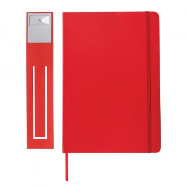 Logo trade promotional merchandise photo of: A5 Notebook & LED bookmark, red