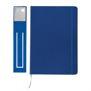 Logo trade advertising products image of: A5 Notebook & LED bookmark, blue