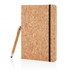 A5 notebook with bamboo pen including stylus, brown