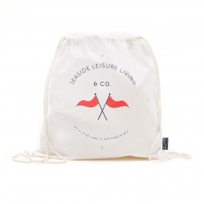 Cotton bag seaside flags, white