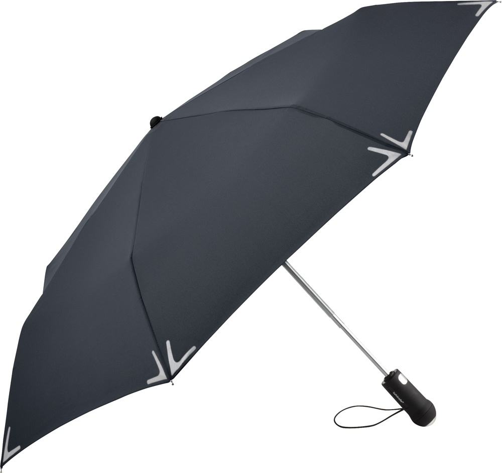 Logotrade corporate gift picture of: AOC mini umbrella Safebrella® LED 5471, Anthracite