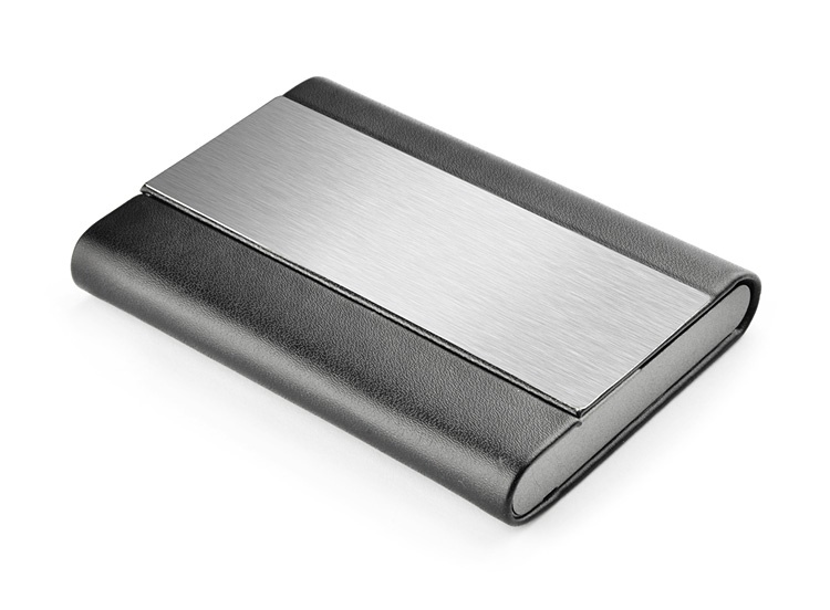 Logo trade promotional items image of: Business card holder DISA, Silver