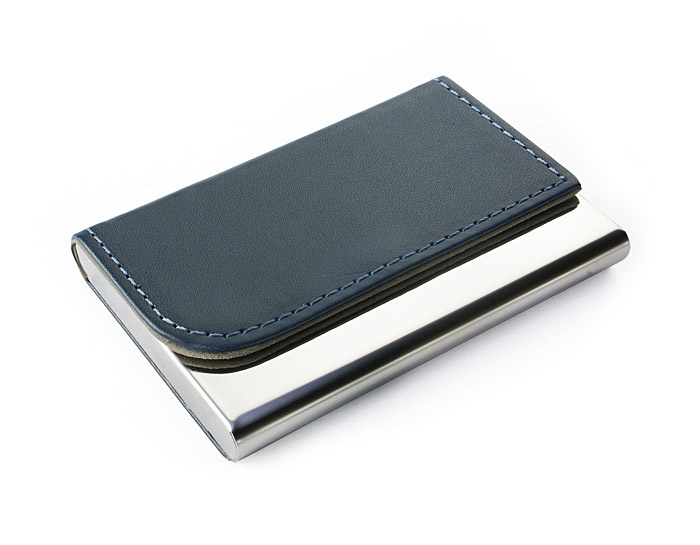 Logo trade promotional merchandise image of: Business card holder TIVAT, Blue