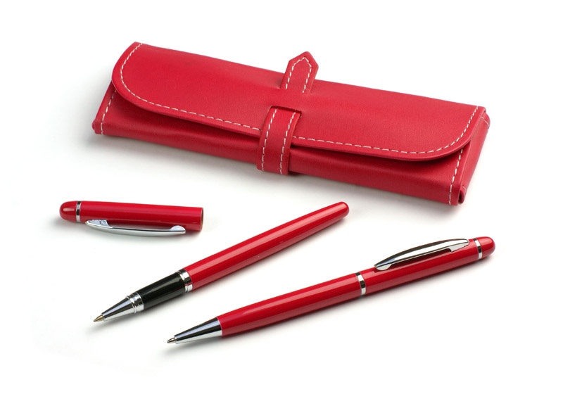 Logo trade corporate gifts image of: Montana writing set, red