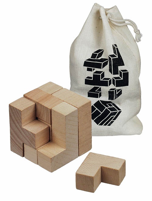 Logo trade promotional product photo of: Puzzle game CUBE, Beige