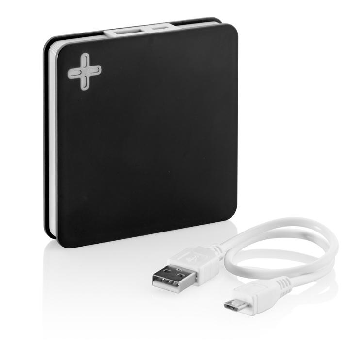 Logo trade promotional gifts picture of: Power bank MAIS 5200 mAh, Black