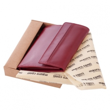 Logo trade promotional items image of: Mauro Conti leather wallet for women, red