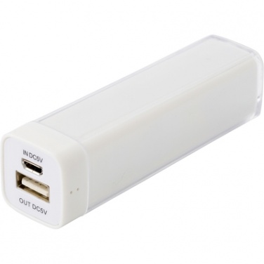 Logo trade corporate gift photo of: Power bank 2200 mAh, White