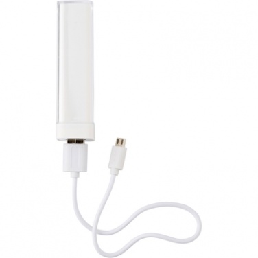 Logo trade promotional gifts image of: Power bank 2200 mAh, White