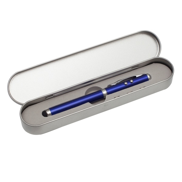 Logotrade corporate gift picture of: Supreme ballpen with laser pointer - 4 in 1, blue