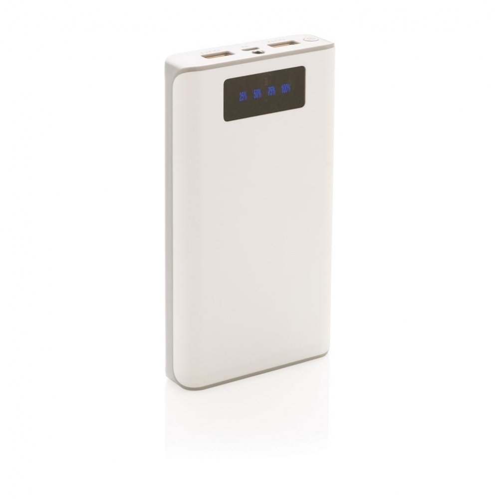 Logo trade promotional giveaway photo of: 10.000 mAh powerbank with display, white