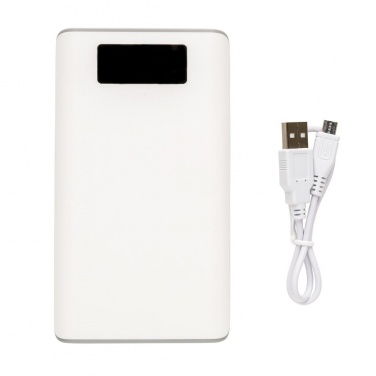 Logo trade promotional giveaways image of: 10.000 mAh powerbank with display, white