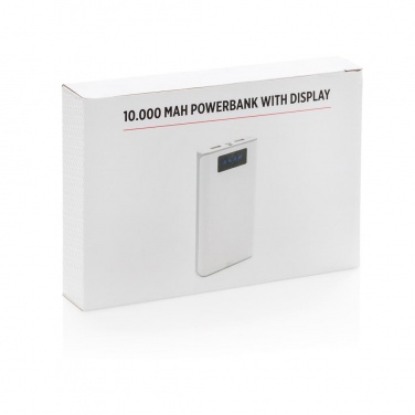 Logo trade corporate gifts picture of: 10.000 mAh powerbank with display, white