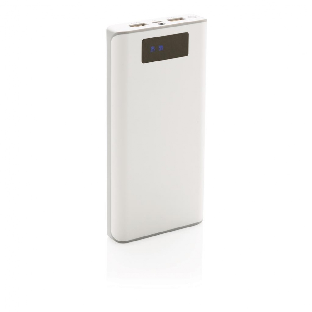 Logo trade advertising product photo of: 20.000 mAh powerbank with display, white