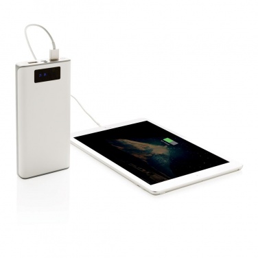 Logo trade promotional gifts picture of: 20.000 mAh powerbank with display, white