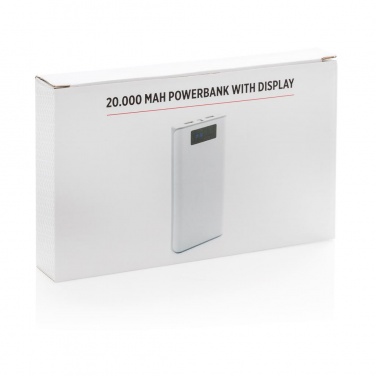 Logo trade promotional gifts image of: 20.000 mAh powerbank with display, white