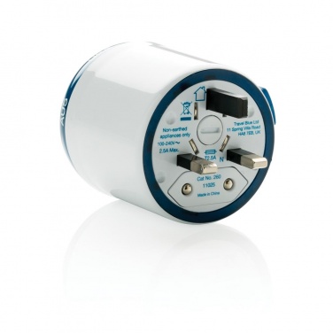 Logo trade promotional products image of: Travel Blue world travel adapter, white