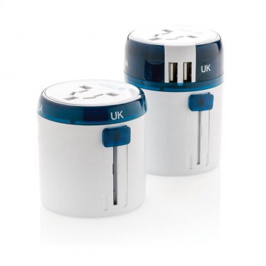 Logo trade promotional item photo of: Travel Blue world travel adapter, white