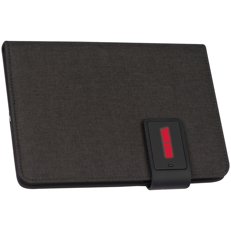 Logo trade corporate gifts image of: DIN A5 notebook with integrated LED light and powerbank, Red