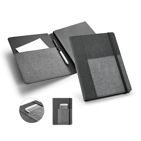 Logo trade corporate gifts image of: PESSOA Folder with notepad, Grey