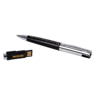 Logo trade promotional merchandise image of: Mauro Conti ball pen with USB memory stick, Black