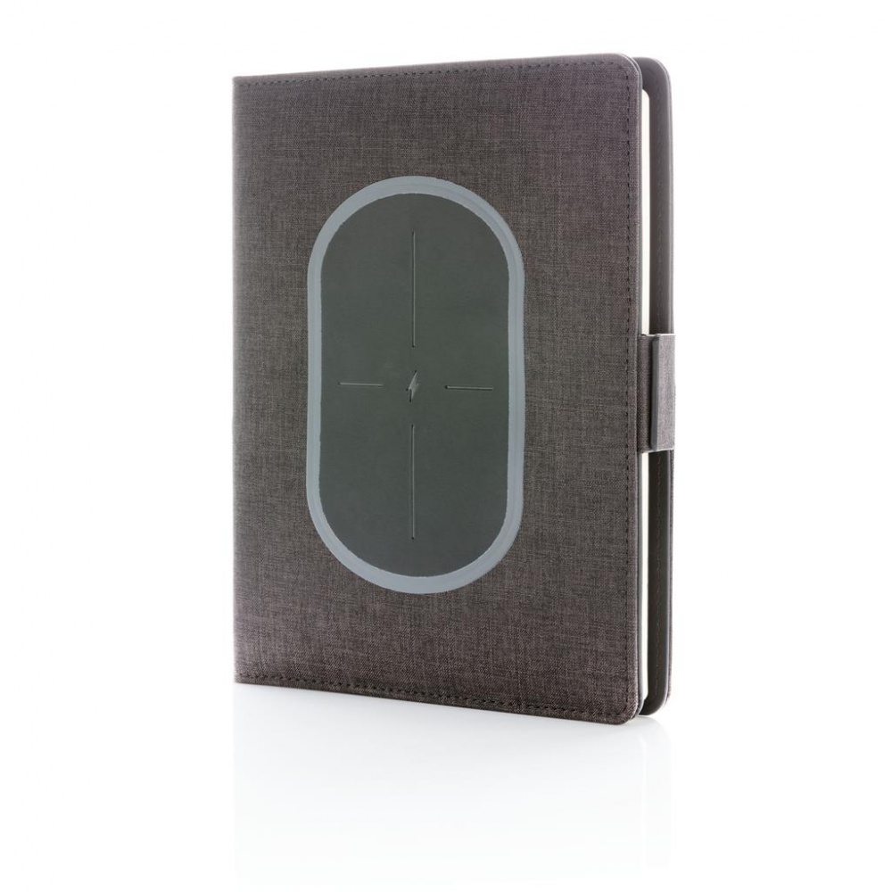 Logo trade promotional merchandise picture of: Air wireless charging notebook cover A5, black