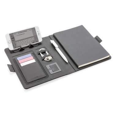 Logo trade corporate gift photo of: Air wireless charging notebook cover A5, black