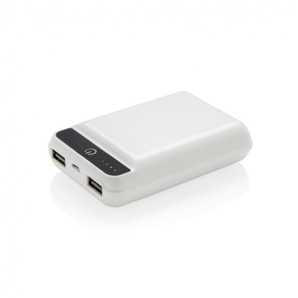 Logo trade promotional gifts image of: 10.000 mAh pocket powerbank, White