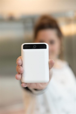 Logo trade promotional merchandise photo of: 10.000 mAh pocket powerbank, White