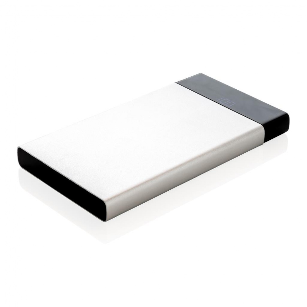 Logotrade promotional items photo of: 6.000 mAh flat powerbank digital display, Silver