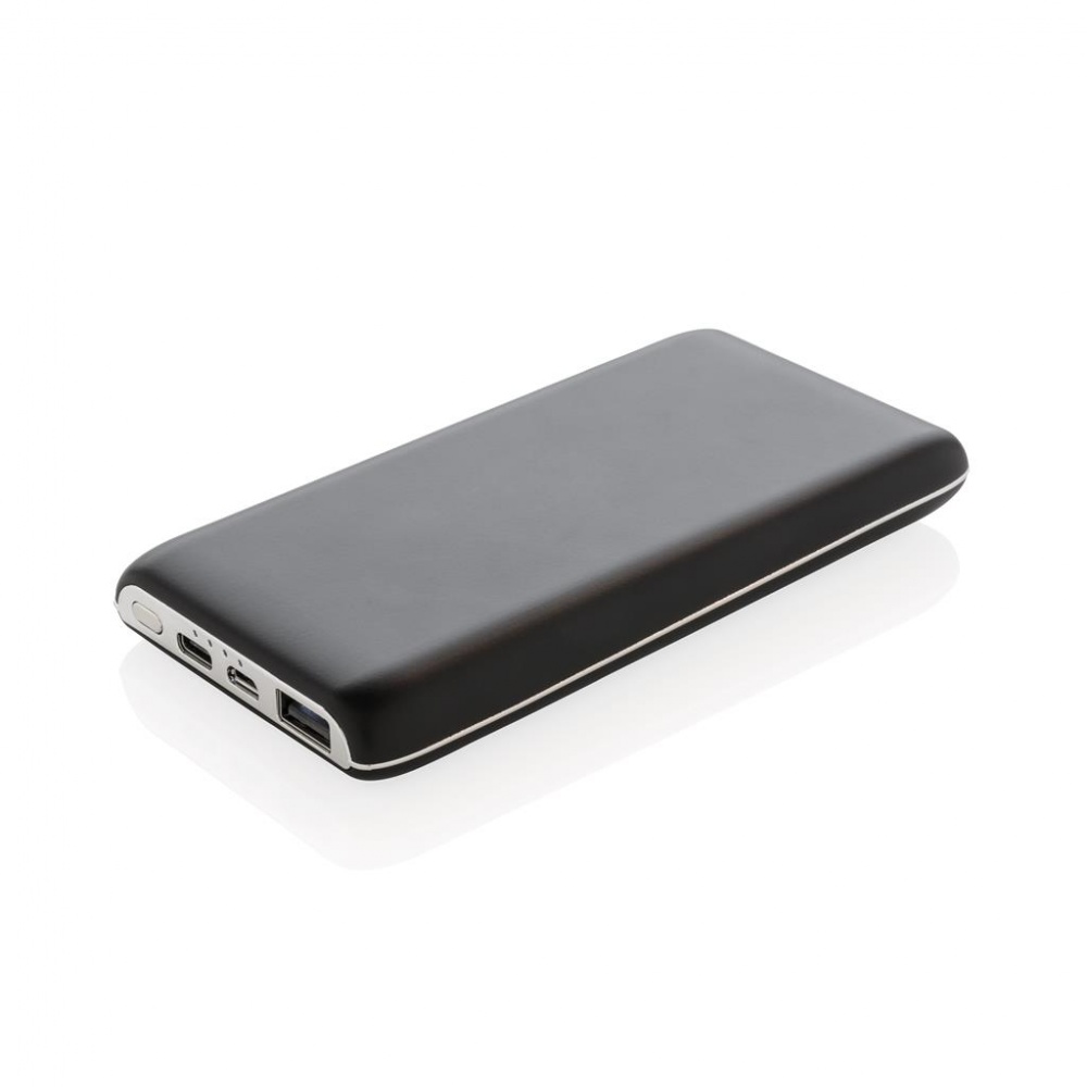 Logo trade promotional merchandise photo of: 8.000 mAh light up wireless powerbank, black