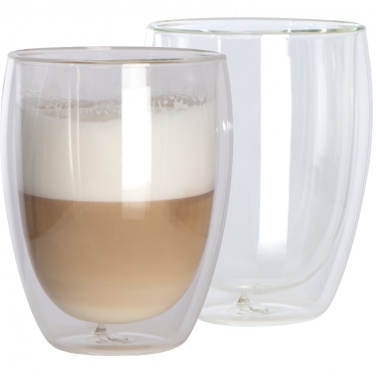 Logotrade advertising products photo of: Set of 2 double-walled cappuccino cups, transparent