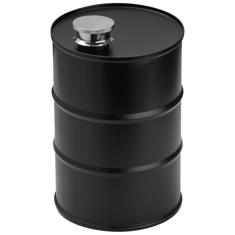 Logo trade promotional giveaway photo of: Hip flask barrel, black