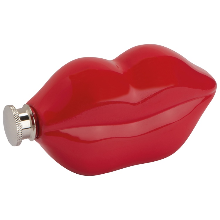 Logo trade promotional merchandise photo of: Lip shaped hip flask, deep red