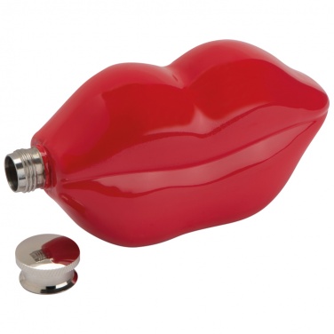 Logo trade promotional giveaway photo of: Lip shaped hip flask, deep red