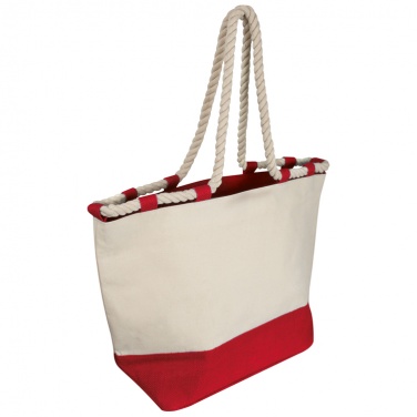 Logo trade promotional merchandise image of: Beach bag with drawstring, red/natural white