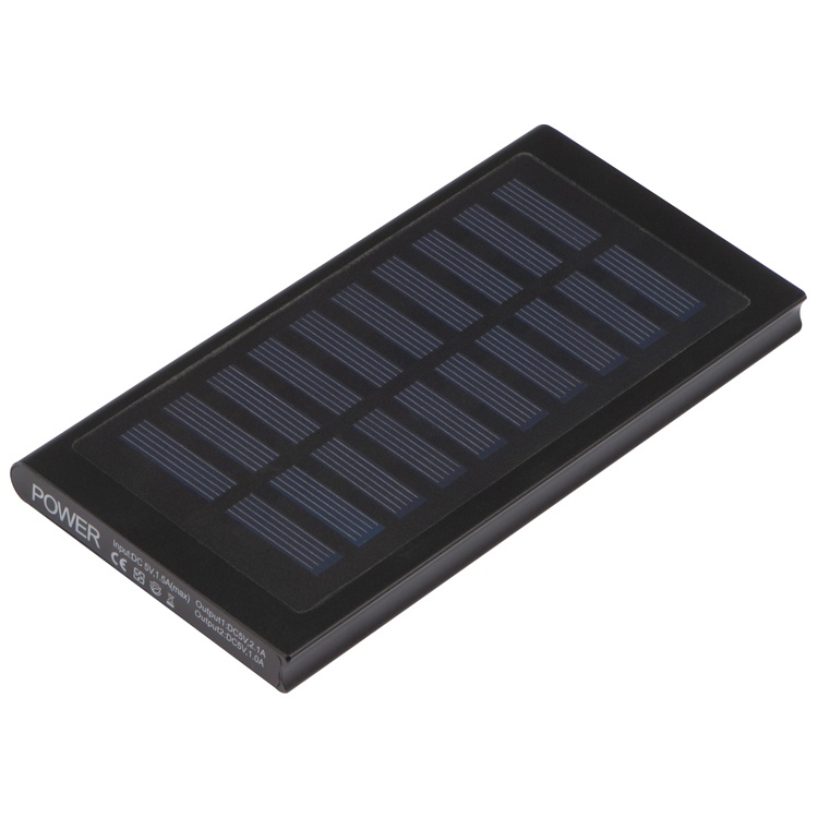 Logo trade corporate gift photo of: Solar powerbank - 8000 mAh, black